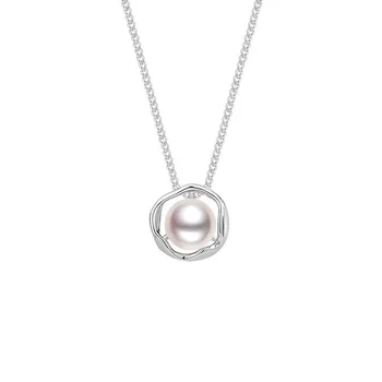 Grace 925 Sterling Silver Curb Chain Fresh Water Pearl Necklace Silver 925 Necklaces For Women