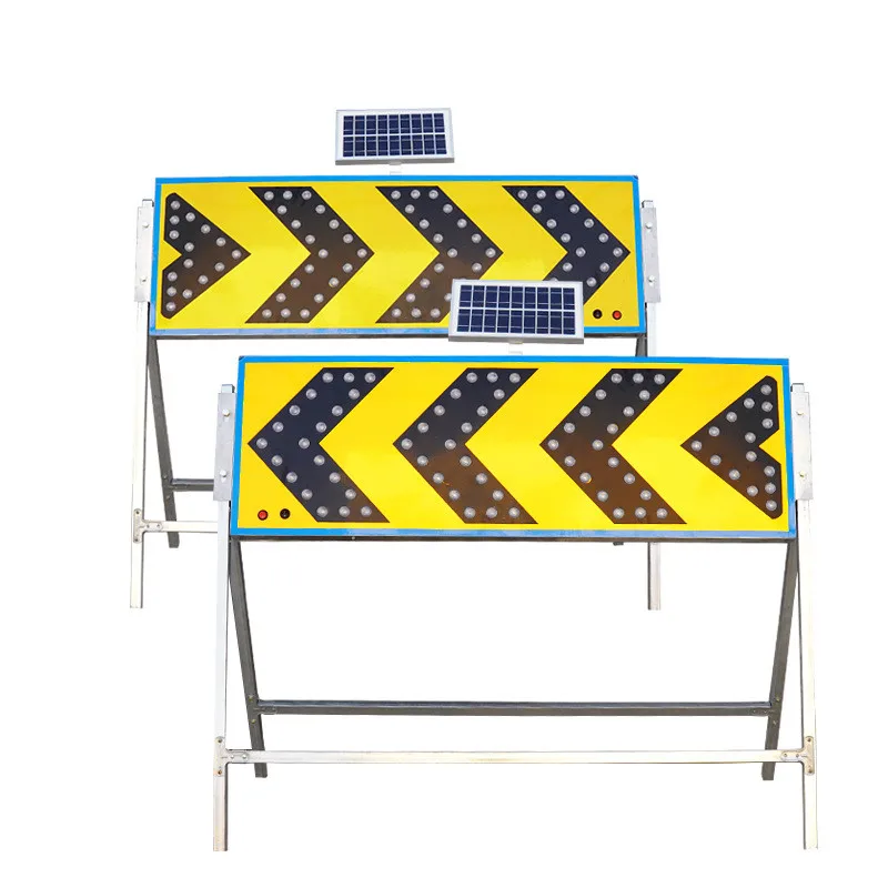 Aluminium Traffic Sign Reflective Two-Way Arrow Board Solar Traffic Guide LED Light Portable Stop Road Sign