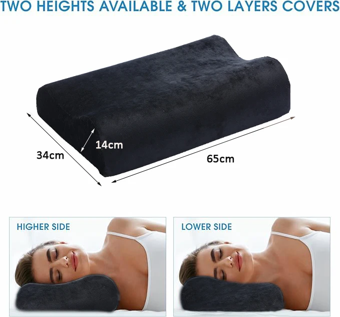 Black Antibacterial and Anti Mite Memory Foam Bed Pillows Wholesale Slow Rebound Cervical Support Sleeping Pillows