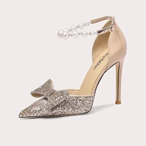 Lily Wei Fairy Wind Sandals New Crystal Wedding Shoes High Heels Feet Spring Summer Heel Pointed-toe Buckle Women