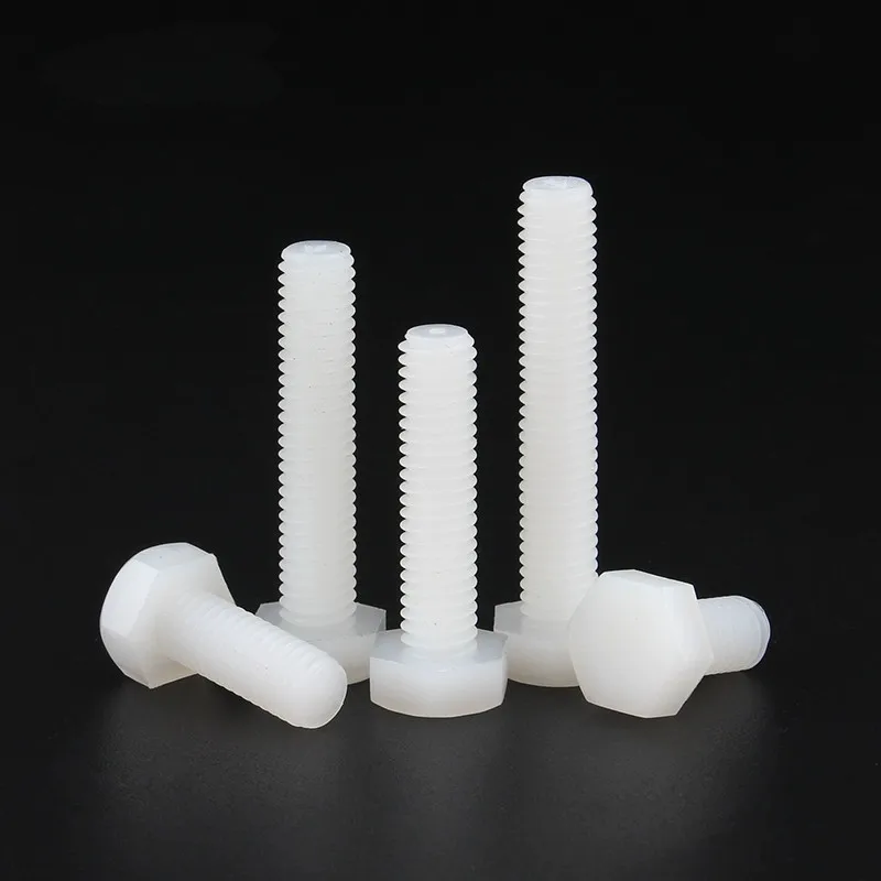 Viti Testa Esagonale In Nylon NBKIT - M12 X 1,75 X 12 Mm, DIN 933, Colore Bianco, Confezione Multipla