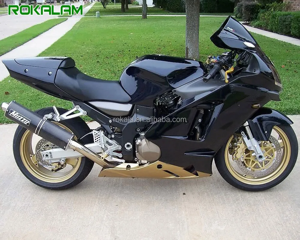 Altın siyah Kawasaki Ninja için Fairing ZX-12R 2002 2003 2004 2005