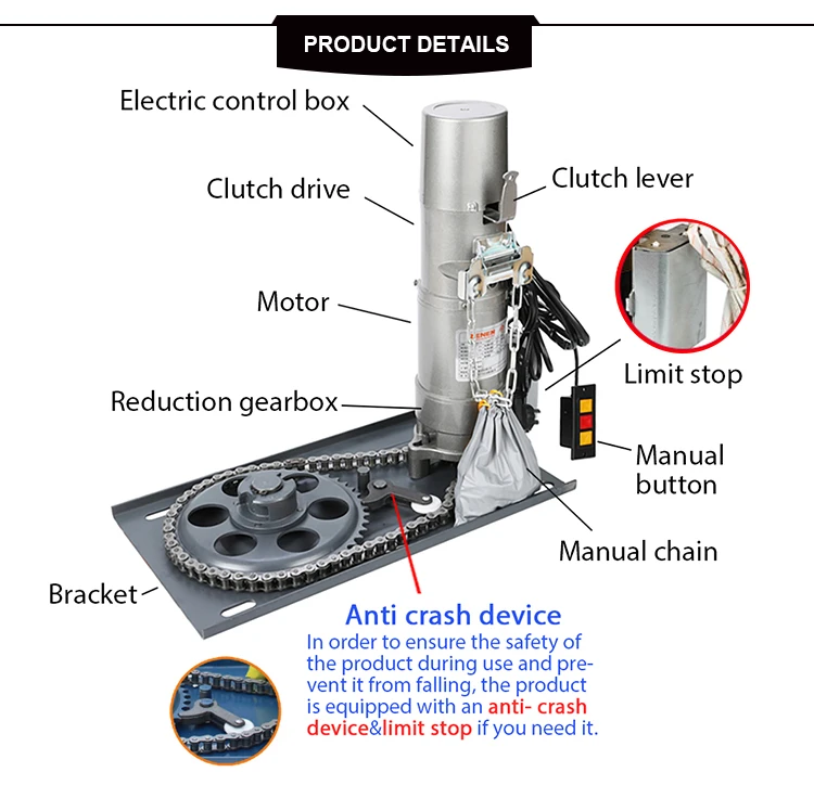 Heavy Duty 2000KG Roller Shutter Motor with Remote Control