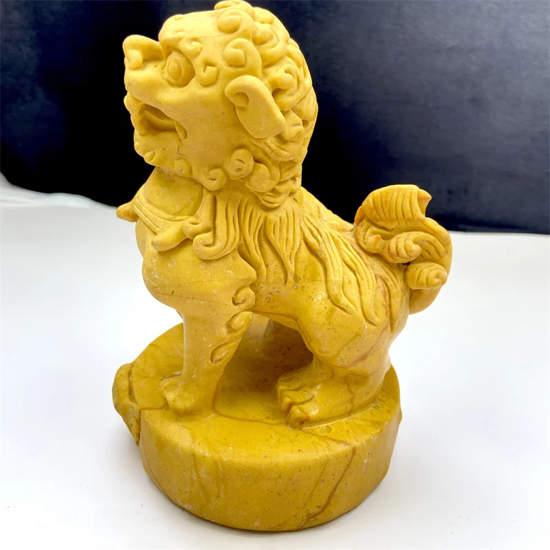 新製品 手作り 自然装飾 クリスタルイエロー翡翠 中国龍像 卓上装飾用
