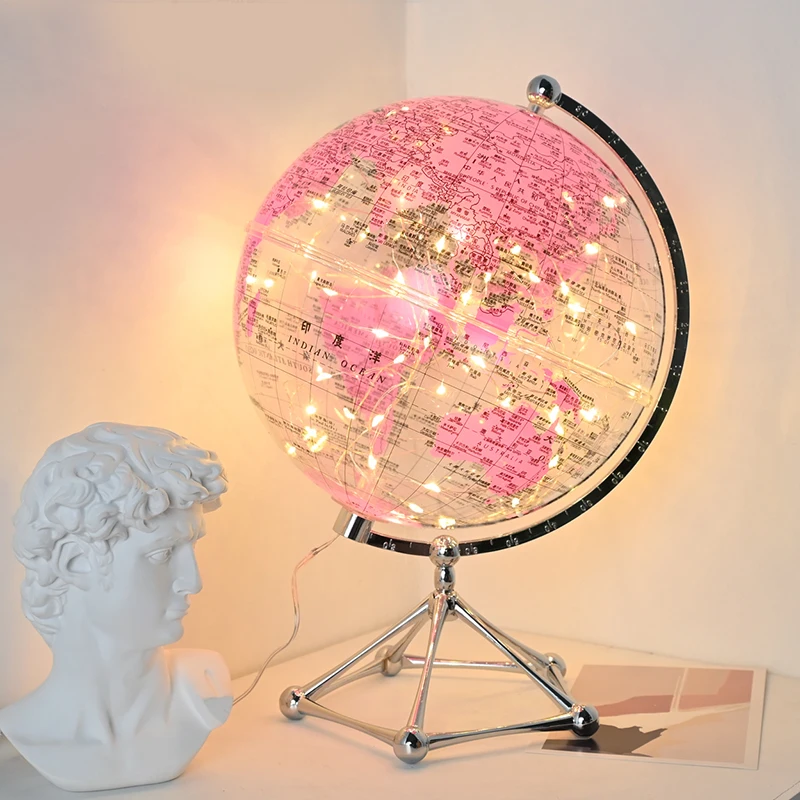 20cm Plastic Transparent Desk Tabletop Globe Lamp Earth Globebright
