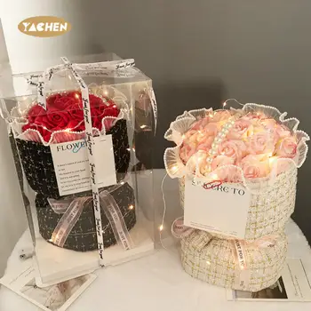 YACHEN Light up Rose Bouquet Led Glowing Artificial Flowers Valentines Mothers Day Gift for Wedding Centerpieces Party Decor