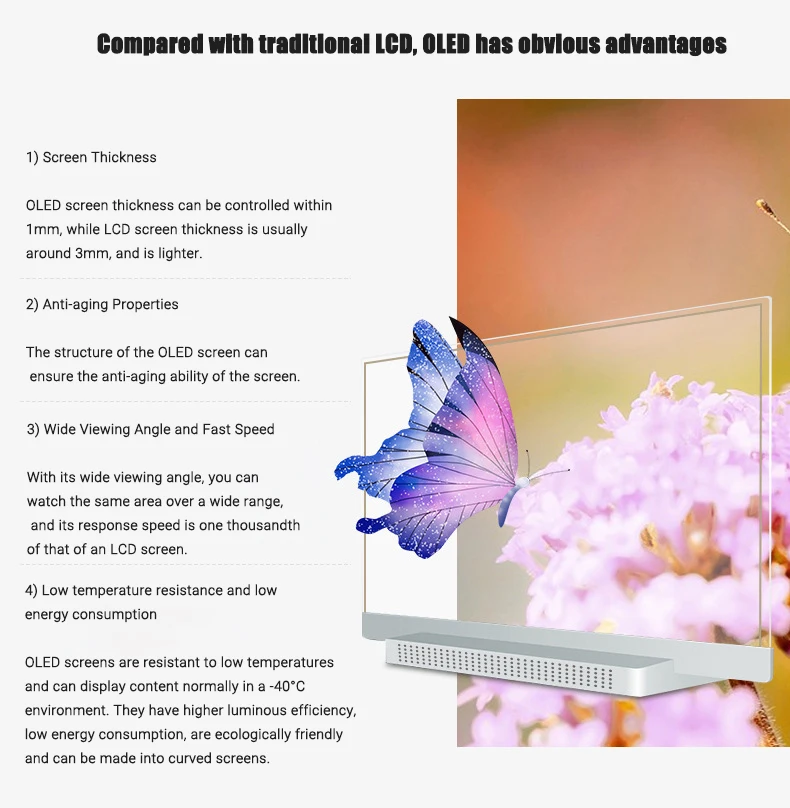 Indoor 55 Inch Touch Screen OLED Display KIOSK Transparent OLED Screen 3 Years Warranty