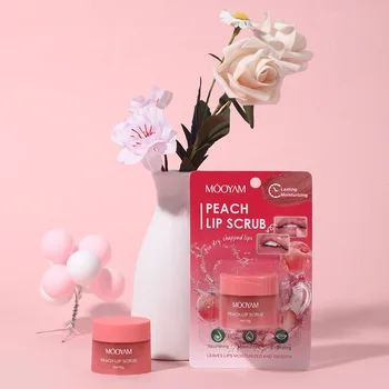 Private Label Original Peach Scented Lip Scrub Natural Plant Particles Gently Exfoliate and Moisturize to Reduce Lip Lines