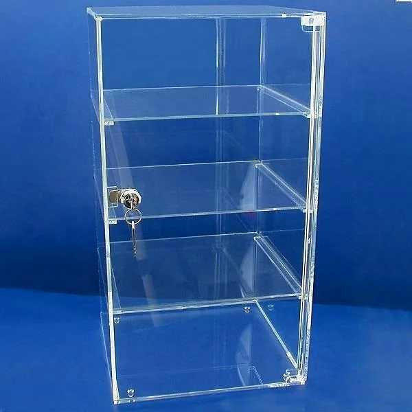 Rotating Jewelry Display Case with 4 Shelves Locking Jewelry Case | Acrylic Collectible Display Spinner
