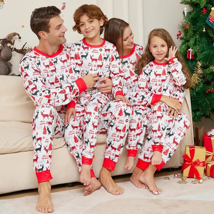 New Product Family Matching Christmas Pajamas Cartoons Character 10 Funny  Holiday Cute Printed Xmas PJs Sleepwear Sets