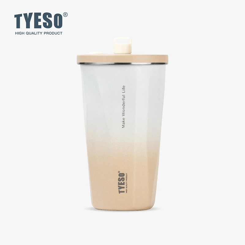 TYESO BRAND 2023 New Gradient Stainless Steel Insulated Cup 8848B Gradient Color Band with a Stainless Steel Straw