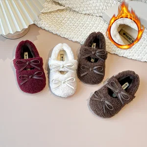 Children's Warm Winter Baby Walking Shoes Girls' Flat-Soled Plush Shoes Furry Sandals & Slippers Thickened Warm Shoes