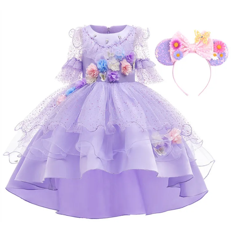 Hot Sale Kids TV Movie Isabella Encanto Dress Cosplay Costume for Halloween Purple Floral Girls Party Princess Dress up Hot Sale Kids TV Movie Isabella Encanto Dress Cosplay Costume for Halloween Purple Floral Girls Party Princess Dress up
