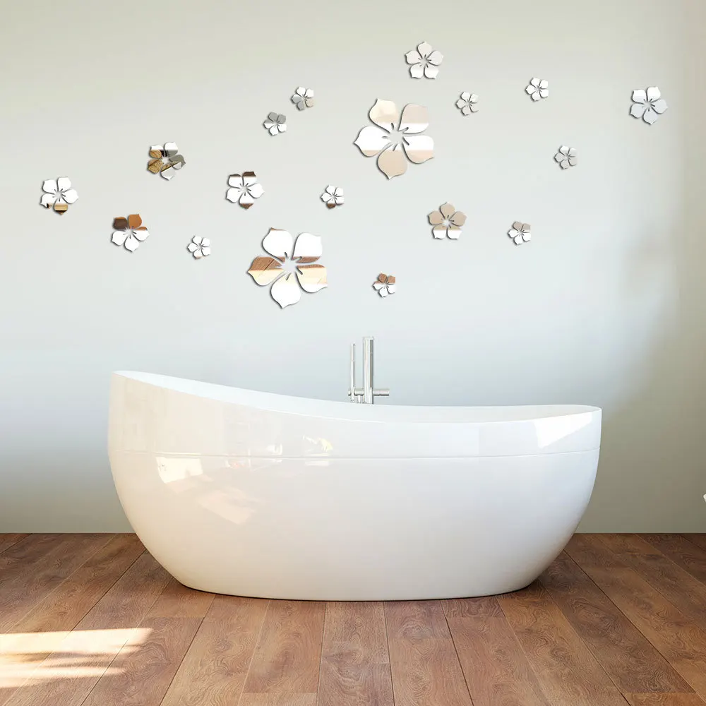3D cristal amor acrílico pegatinas de pared de arte de bricolaje hogar sala de estar baño TV decoración de fondo plateado Reccisokz Pegatinas de pared de espejo 
