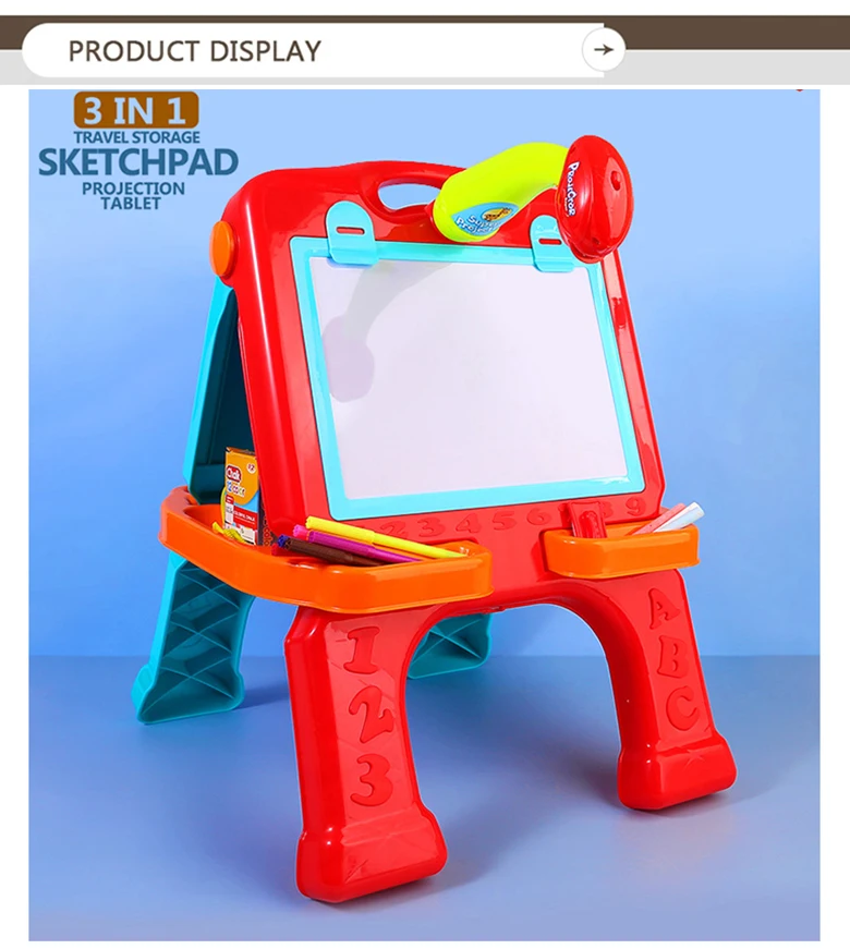 3 In 1 Double Sided Chidlren's Drawing Board Kids Painting Board Stand