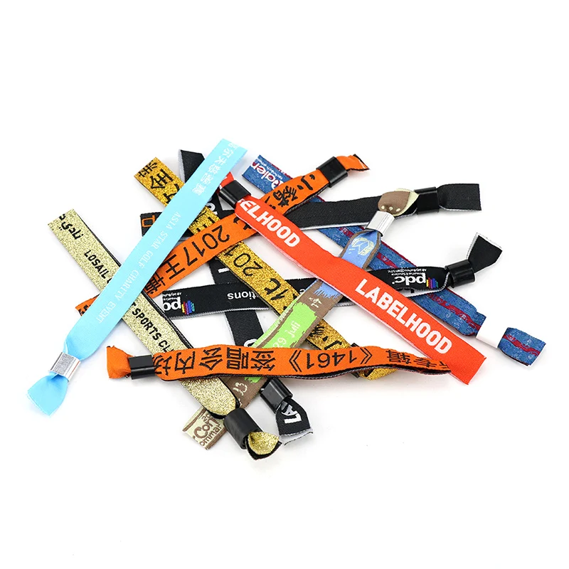 Custom Jacquard Woven Polyester Fabric Wristbands With Plastic Clip ...