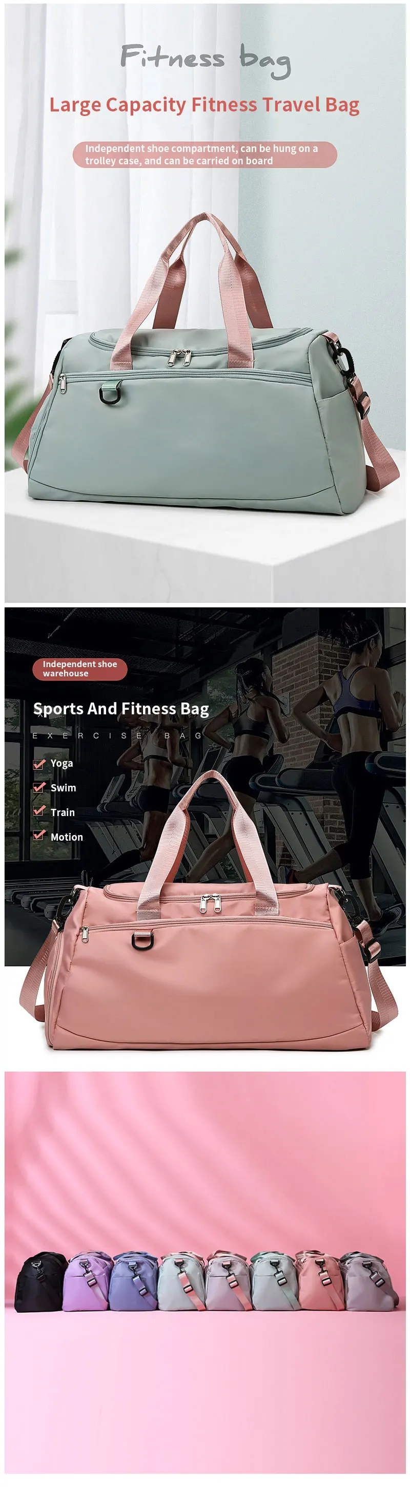 Custom Logo Large Capacity Sports Travel Duffel Tote Sports Gym Bags