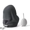 Dark gray hooded water droplet U-pillow with gray storage box
