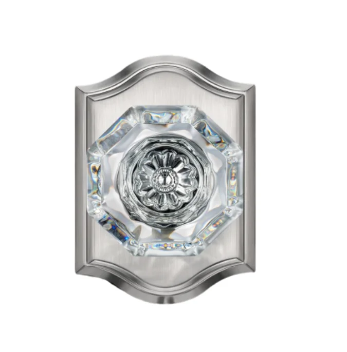 Gobrico 2 Pack Crystal Door Knobs Interior Glass Door Knob Lock With Black Rosette Passage Function For Hallway Closet Pantry Octagon Shape Diamond Knobsets