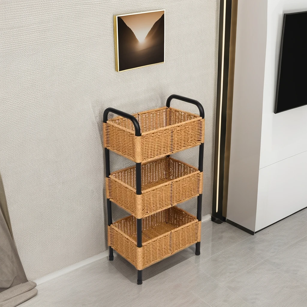 3 Row Storage Rack ASPIRE 3-Tier Rattan Storage Rack Durable and Stylish Organizer for ...