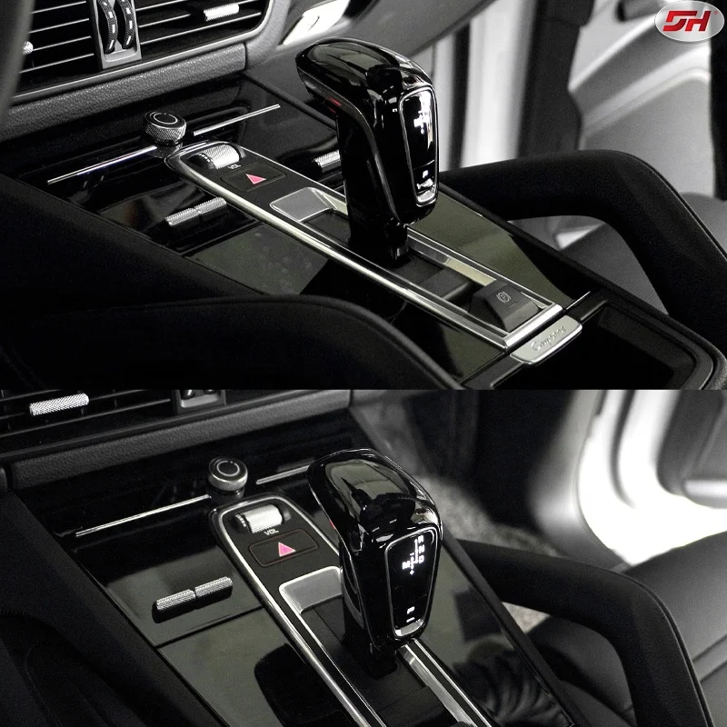 1pc For Porsche Cayenne Real Carbon Fiber Gear Shift Knob Cover New Energy Interior Decoration Car Part