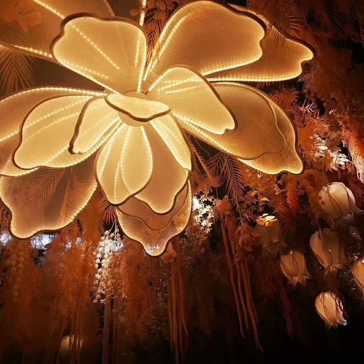 2019 New Design Dual Use LED Large Flowers Walkway Stand Ceiling Decoration Wedding Party Deco
