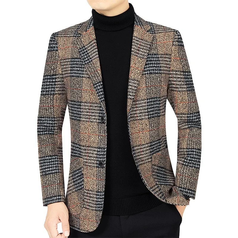 Autumn New Wholesale Casual Single Breasted Shirt Men's Plaid Suit Coat_voghion.com