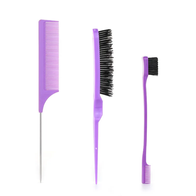 3 Pieces Hair Styling Comb Set - Teasing Brush,Rat Tail Comb,And Edge ...