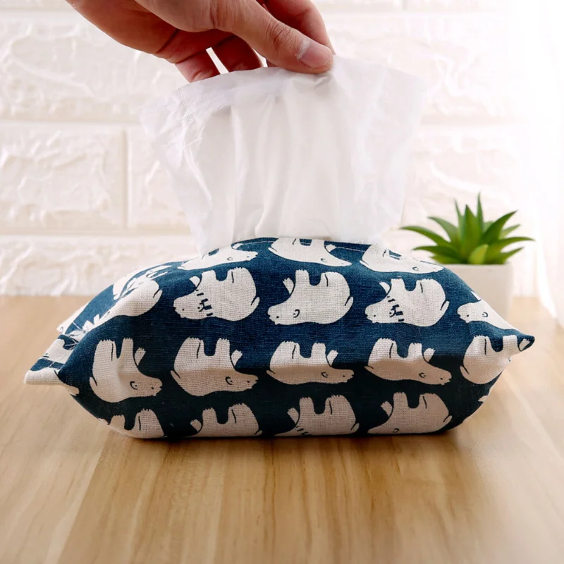 Cotton and Linen Tissue Box Napkin Holder Portable Pouch Paper Cloth Bag Bo_sh 