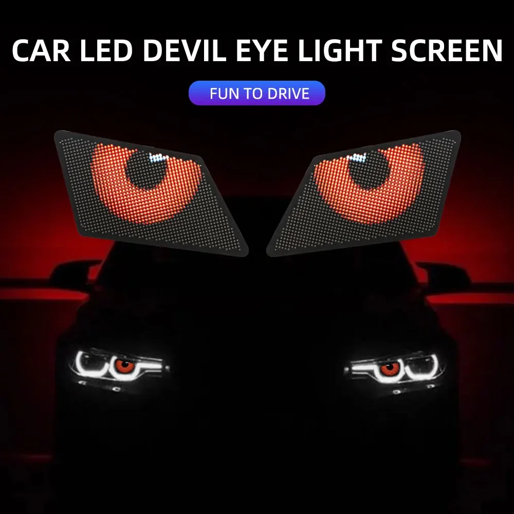 12V Blinking Demon Eyes LED Display Panel Eagle Devil Eyes Winking Screen APP Programmable for Car Backpack Bag Screen