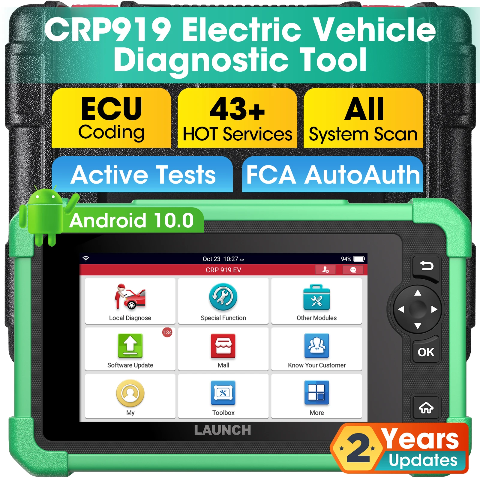 Launch CRP919 EV Diagnostic Scanner for Electric Vehicles New Energy Cars with 43+ Service Supports 11 Languages
