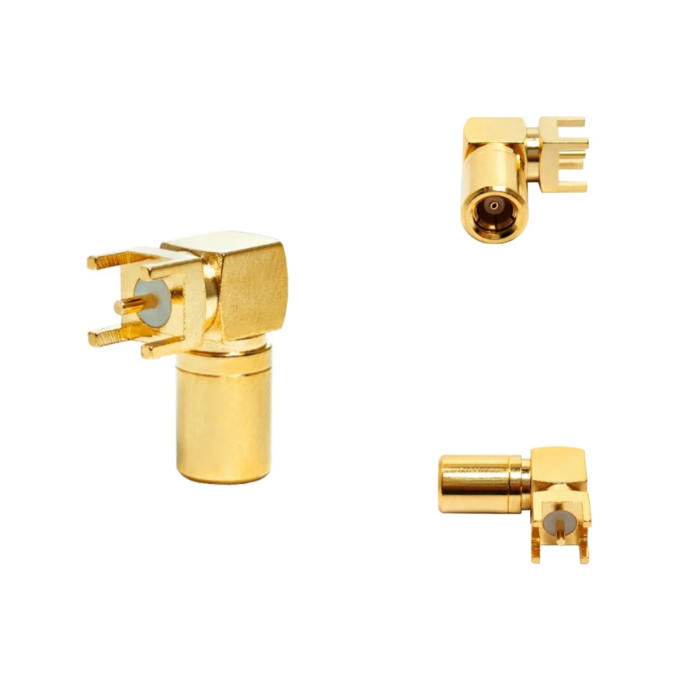 50OHM Gold-Plated SMB Female Right Angle PCB Mount RF Connector  for SMB Sockets