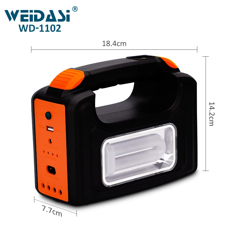 Weidasi Usb Output Portable Emergency Solar Home Lighting Kit Emergency Light with Solar Panel Charging for Wholesale