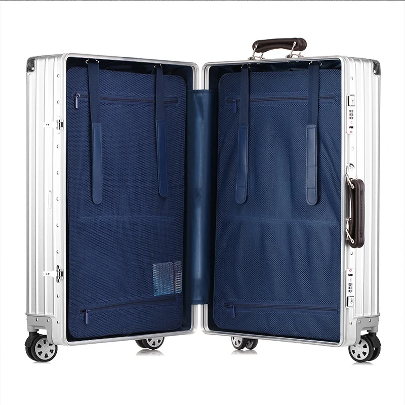 All Aluminum 24 Inch Spinner Wheels Waterproof Anti-Theft Trolley Case Luggage Bag International Customs Lock for Leisure