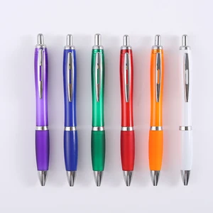 High Quality Business Promotion Plastic Ball Pen  With Custom Logo  Advertising  Rubber Coated Grip Click Plastic Ballpoint Pen