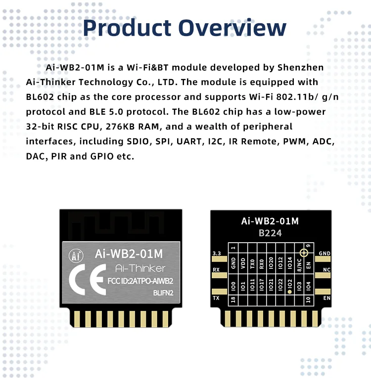 Ai-thinker New Ai-wb2-01m Module With Bl602 Chip Wifi Ble Combo Use For ...