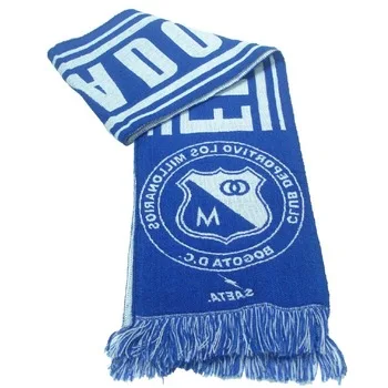 Good quality and low MOQ request with customized design fan scarf knitted winter football scarves