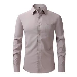 American Size Men's Anti-Wrinkle Professional Dress Shirt Business Casual Twill Fabric with Four-Sided Elastic Top for Spring