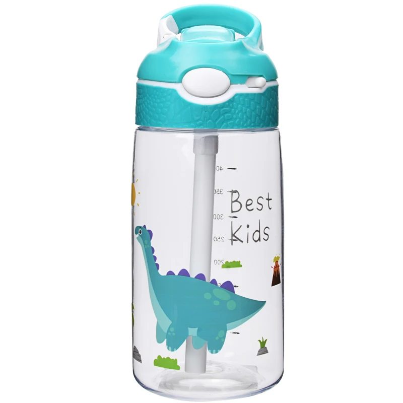 Aohea Hot Selling Good Quality Kids Tritan Plastic 480ml Water Bottle With Straw Portable Ring for kids