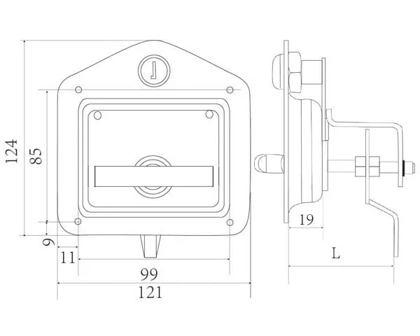 Truck Trailer Folding Latch Handle T Lock Tool Box Lock with Gray Powder Coating details