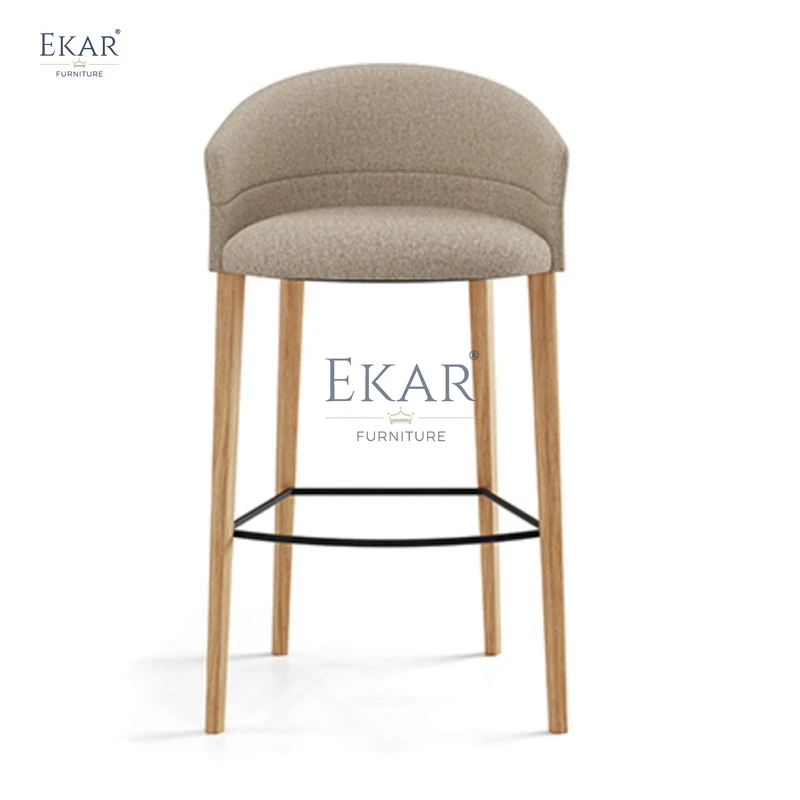 Modern Sleek Bar Stool Durable Metal and Natural Fabric or Leather for Kitchen Dining Hotel or School Use