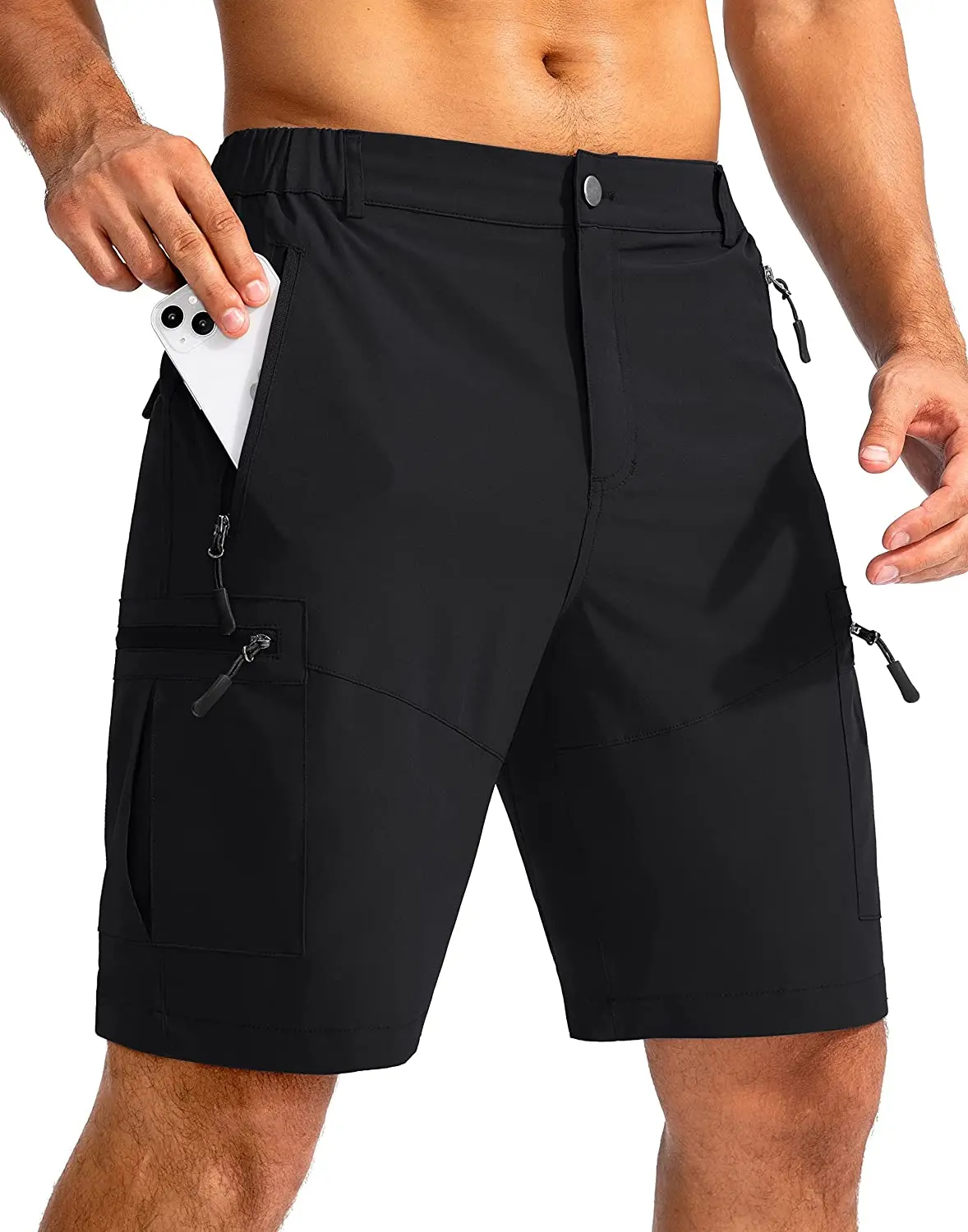 Short Cargo de randonnée léger pour hommes, short de travail en plein air pour voyage, Golf, Camping, décontracté avec 5 poches zippées, 774_voghion.com