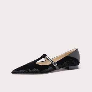 Lily Wei New Dressy Business Casual Pointed Toe T-Straps Flats Shoes Women's Summer Customized Comfortable Style Light