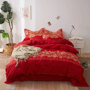 New Arrival  Sheet Pillowcase Cover Satin Bedding Sheets Queen Size Floral Duvet Cover Set