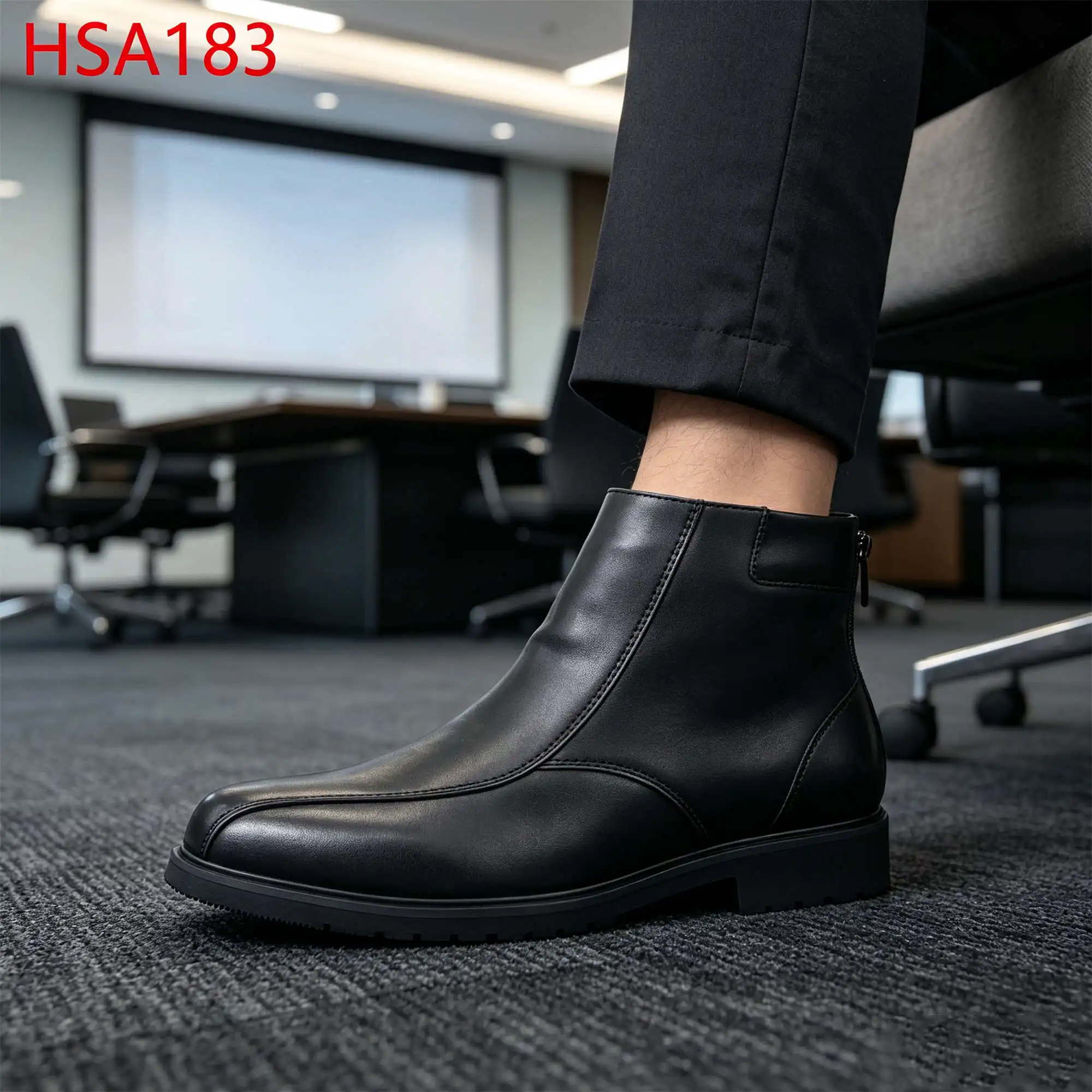 ZYF,Russia Market Popular Middle Cut Super Keep Warm Men Dress Shoes Conference Center Side Zipper Design Office Shoes HSA183