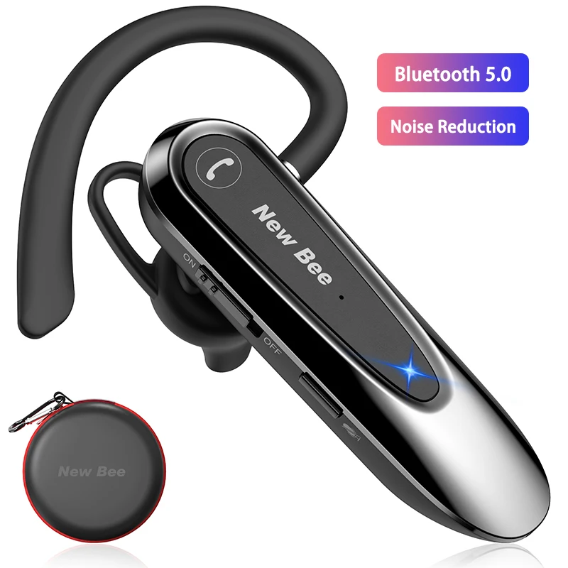 24hrs Talking Time Bluetooth Headset Wireless Bluetooth Earpiece with  250mAh Hand-Free Headphones for Trucker Office