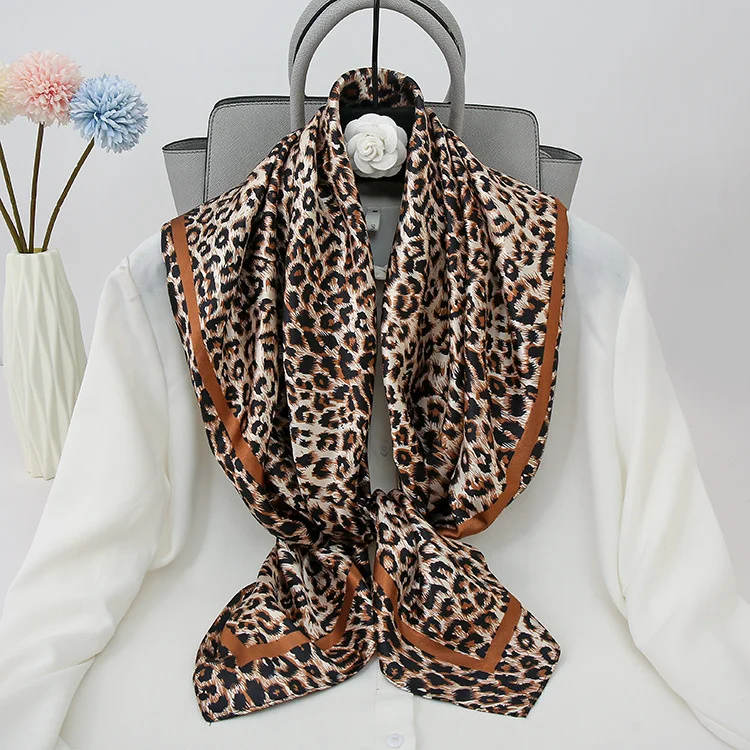 90*90CM Custom Logo silk big square scarf hot style satin print ladies silk scarf AliExpre new wild scarf women
