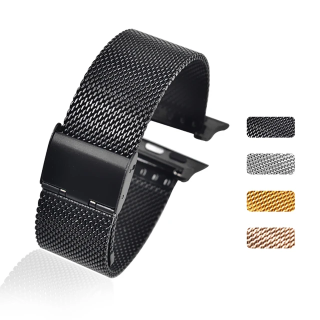Hot sale 0.6 coarse 304 stainless steel mesh watch strap for 38/40/42/44mm bracelet apple watch