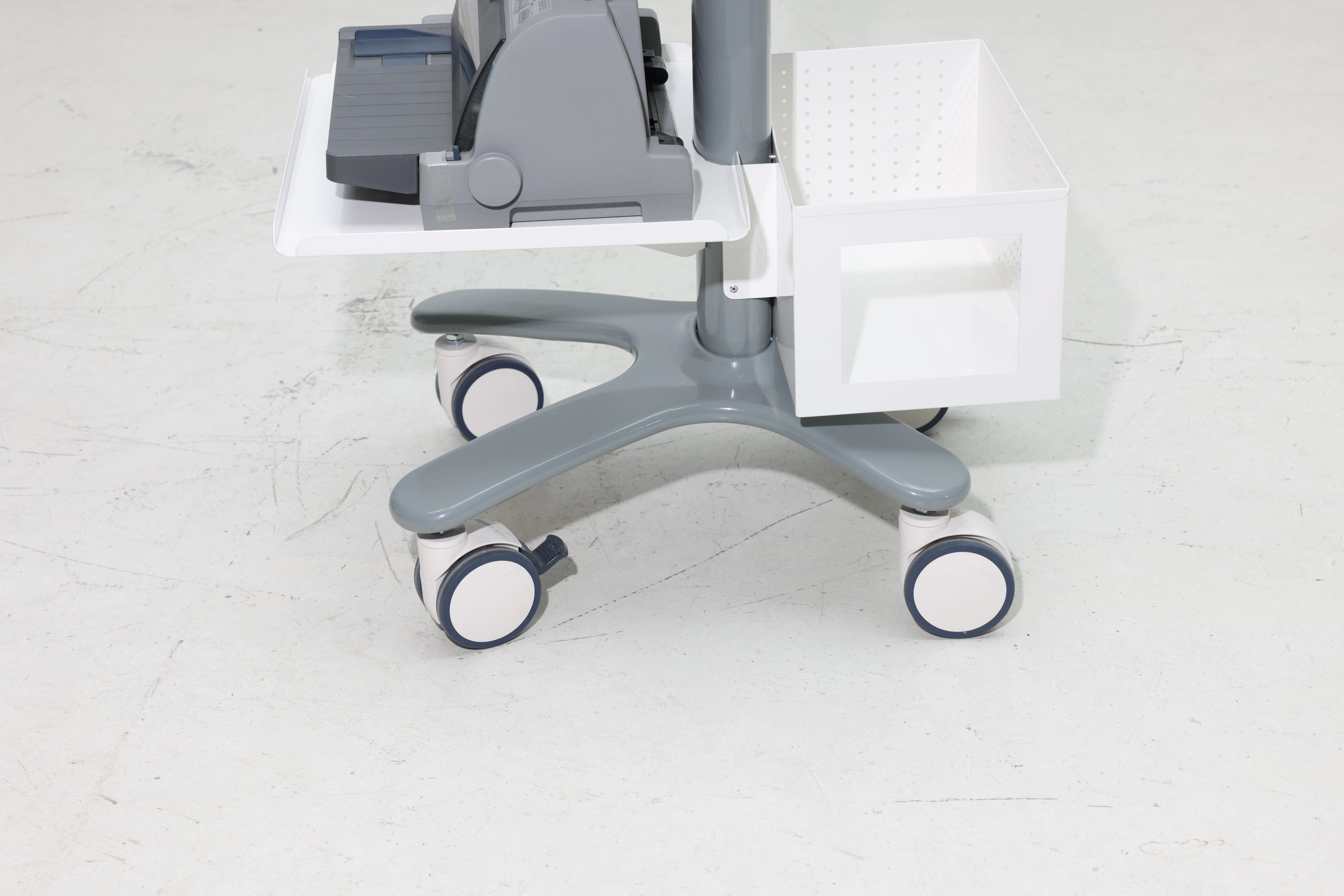 Hospital Medical Tester Cart ABS 36" Rotatable Monitor Arm Custom Printer Tray Ergonomic Design Hotel Dining Use 4