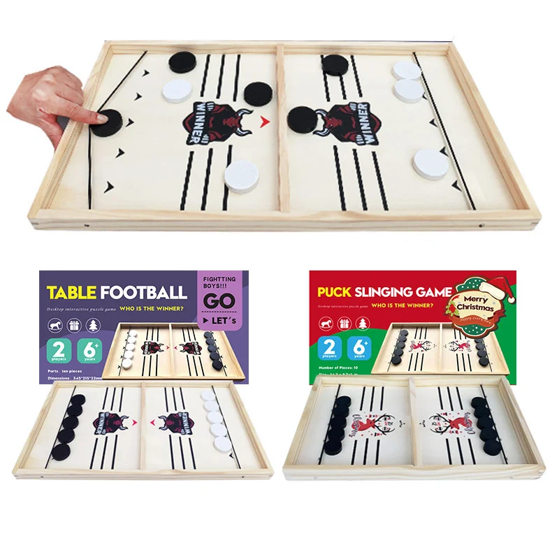 Family Tabletop Slingshot Sport Winner Board Game Table Desktop Battle Ice Hockey Game Wood Fast